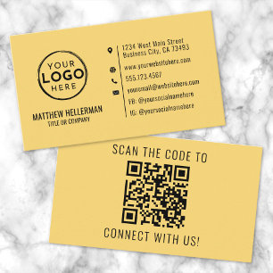 Professionelles gelbes QR-Code-Logo Visitenkarte