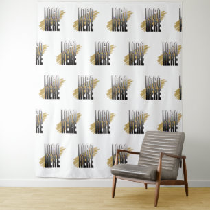 Professionelles Geschäft-Logo auf weißer Werbefläc Wandteppich