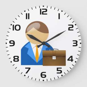 Professionelles Geschäftsmann-Symbol mit Aktentasc Große Wanduhr