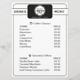 Professionelles Getränkemenü für Coffeeshops mit i Menükarte
