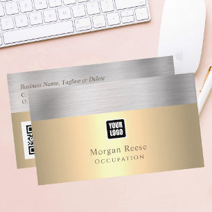 Professionelles Gold & Silber, Minimal, Logo, QR-C Visitenkarte