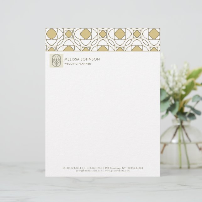 Professionelles goldenes geometrisches Briefkopf (Stehend Vorderseite)