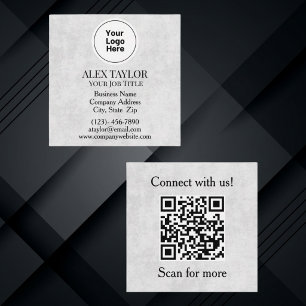 Professionelles graues Executive-Logo QR-Code Quadratische Visitenkarte