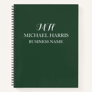 Professionelles grünes Monogramm Anfangsbuchstabe Notizbuch
