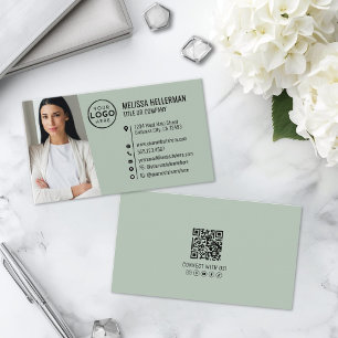 Professionelles grünes QR-Code-Foto-Logo Visitenkarte