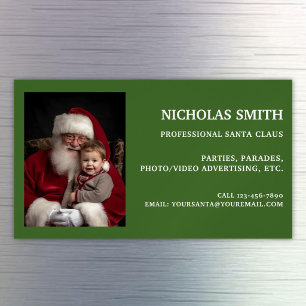Professionelles grünes Weihnachtsmann-Foto Magnetische Visitenkarte