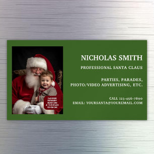Professionelles grünes Weihnachtsmann-Foto Magnetische Visitenkarte