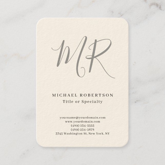 Professionelles klassisches Monogramm-Minimalist e Visitenkarte (Vorderseite)