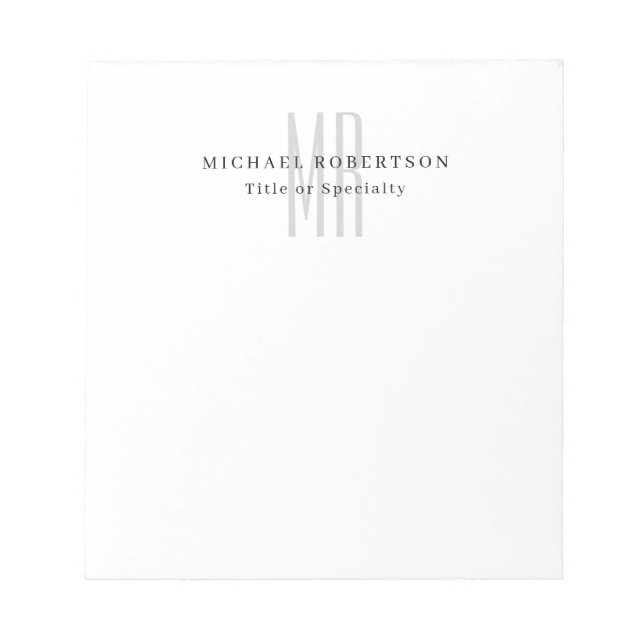 Professionelles klassisches Monogramm-Minimalist P Notizblock (Vorderseite)