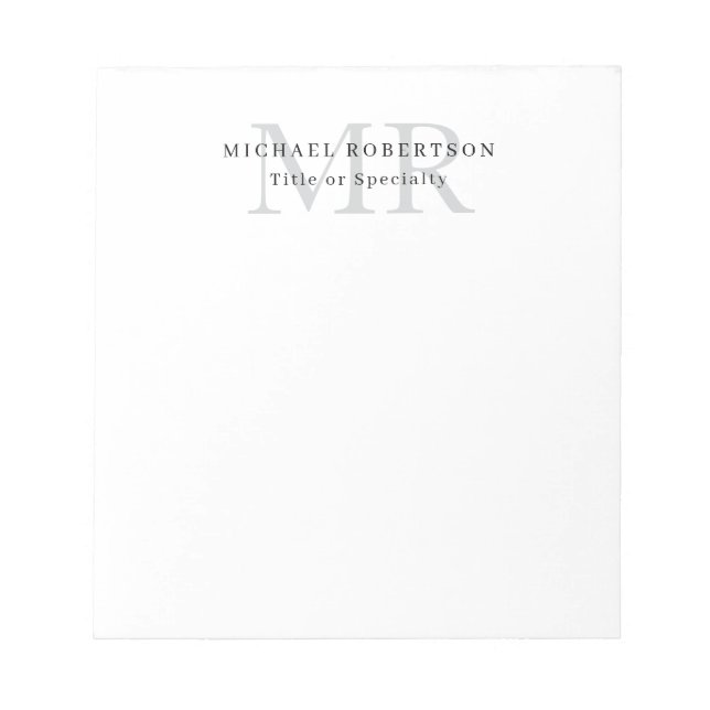 Professionelles klassisches Monogramm minimalistis Notizblock (Vorderseite)