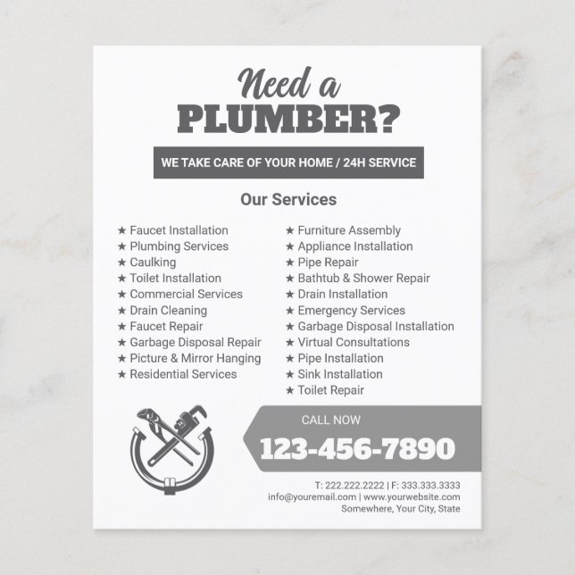 Professionelles Klempner-Service-Geschäftslogo Flyer (Vorne)