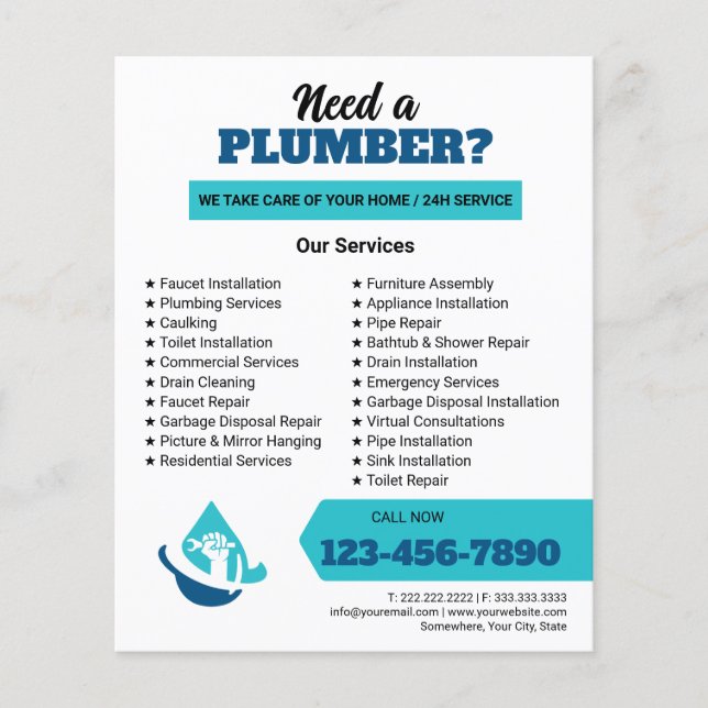 Professionelles Klempner-Service-Geschäftslogo Flyer (Vorne)