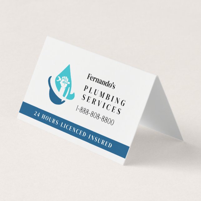 Professionelles Klempner-Service-Geschäftslogo Visitenkarten (Vorderseite)