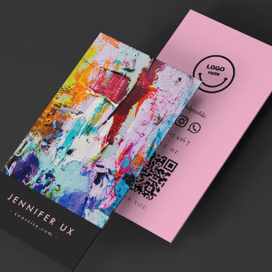 Professionelles Künstlerfoto Pink Schwarz Visitenkarte