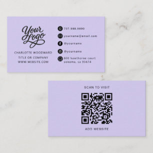Professionelles Lavendel-Logo QR-Code Visitenkarte