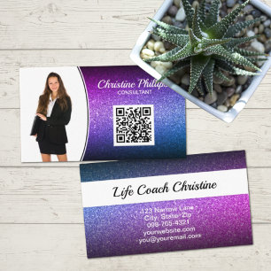 Professionelles Lila Ombre Glitter Individuelles F Visitenkarte