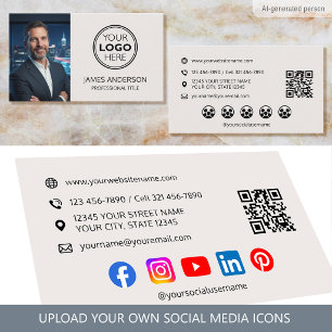 Professionelles Logo-Foto Social Media QR-Code Visitenkarte
