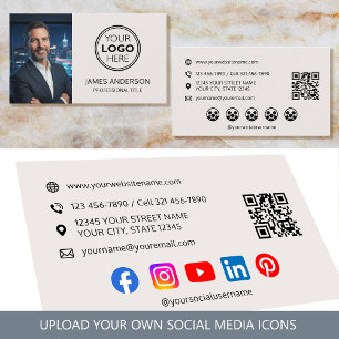 Professionelles Logo-Foto Social Media QR-Code Visitenkarte