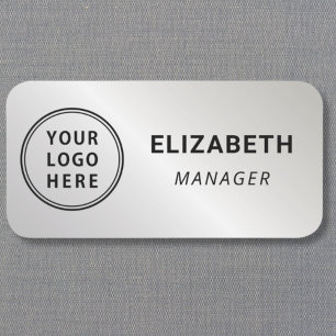 Professionelles Logo Silber Namensschild