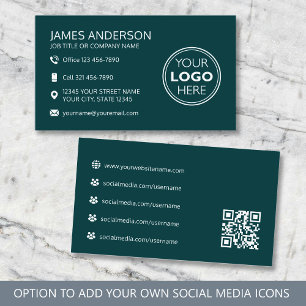 Professionelles Logo Social Media QR Code Grün Visitenkarte