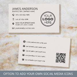 Professionelles Logo Social Media QR-Code Off-Weiß Visitenkarte