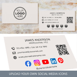 Professionelles Logo Social Media QR-Code Off-Weiß Visitenkarte