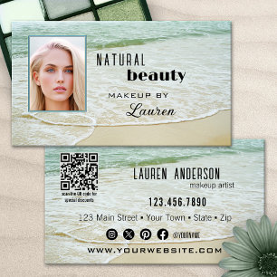 Professionelles Make-up Strand-Schönheit QR-Code Visitenkarte