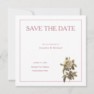 Professionelles Minimal-Roségold-Sepia-Farben-Blum Save The Date