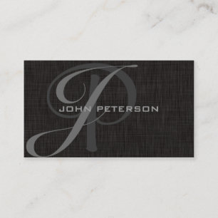 Professionelles Minimal SCHWARZ Leinen- MONOGRAMME Visitenkarte