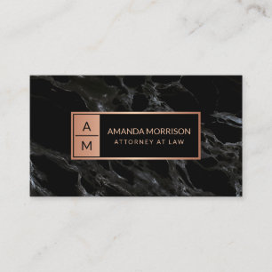 Professionelles Minimales Monogramm Rose/Schwarzer Visitenkarte