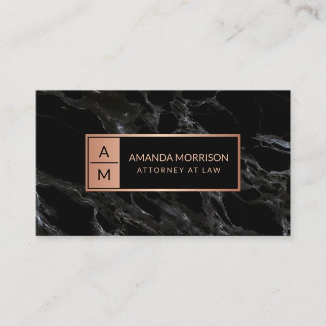 Professionelles Minimales Monogramm Rose/Schwarzer Visitenkarte (Vorderseite)