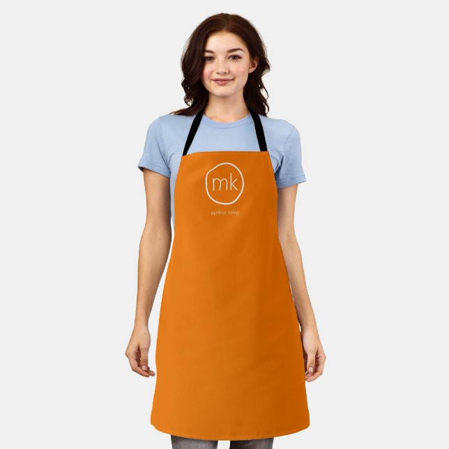 Professionelles minimales Monogramm Tangerine Oran Schürze (Getragen)
