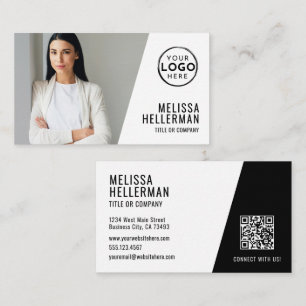 Professionelles minimalistisches Foto-QR-Code-Logo Visitenkarte