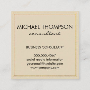 Professionelles minimalistisches Goldrand-Monogram Quadratische Visitenkarte