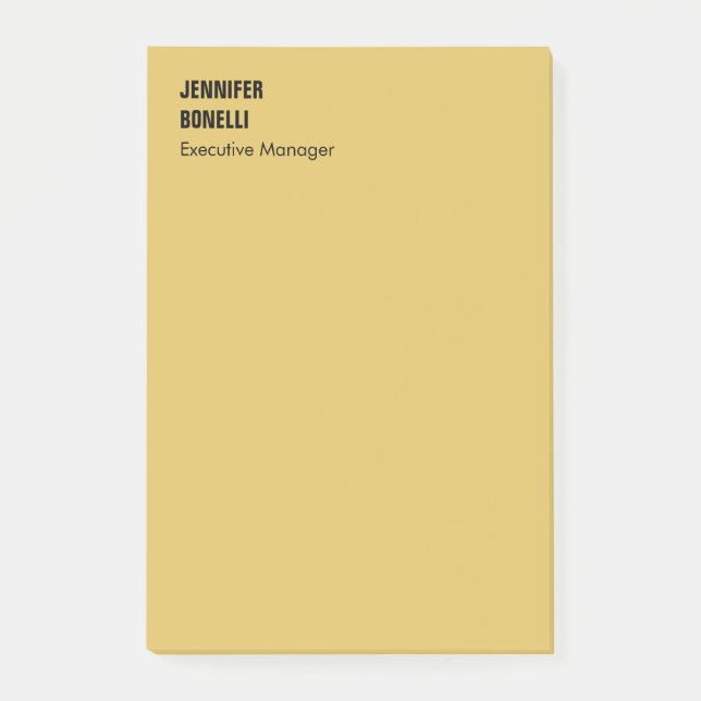 Professionelles minimalistisches modernes Goldfarb Post-it Klebezettel (Vorderseite)