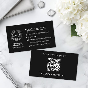 Professionelles minimalistisches QR-Code-Logo Schw Visitenkarte