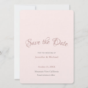 Professionelles minimalistisches schlichtes Roségo Save The Date
