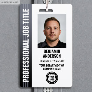 Professionelles Mitarbeiter-ID-Foto-Logo Grau Ausweis