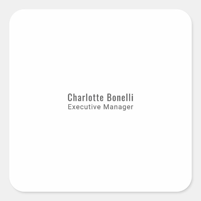 Professionelles modernes minimalistisches Design  Quadratischer Aufkleber (Vorderseite)