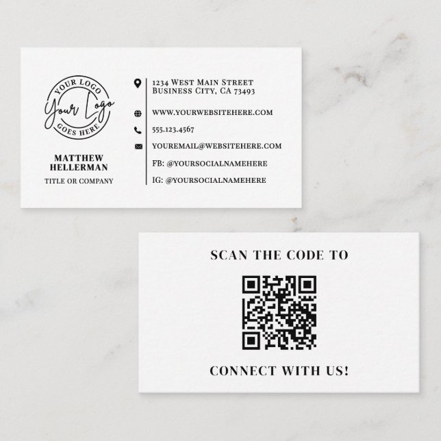 Professionelles modernes minimalistisches QR-Code- Visitenkarte (Vorne/Hinten)