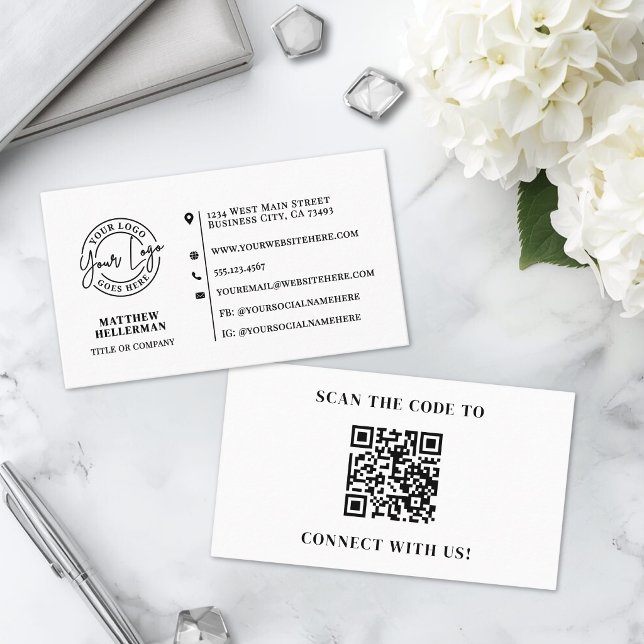 Professionelles modernes minimalistisches QR-Code- Visitenkarte (Professional Modern Minimalist QR Code Logo Business Card )