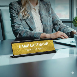 Professionelles modernes schwarzes und goldenes Bü Schreibtischnamensplakette