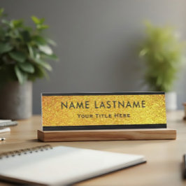 Professionelles modernes schwarzes und goldenes Bü Schreibtischnamensplakette