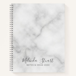 Professionelles modernes Skript weißer Marmor Notizbuch