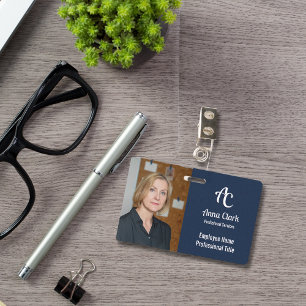 Professionelles Monogramm-Logo Navy Blau Textur Fo Ausweis
