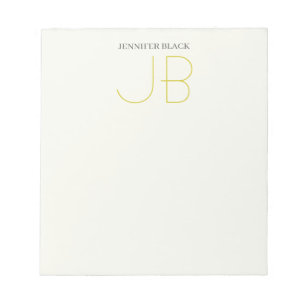 Professionelles Monogramm Pastellfarbe Modern Schl Notizblock
