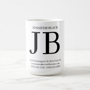 Professionelles Monogramm Schwarz Weiß Kaffeetasse