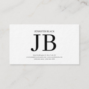 Professionelles Monogramm Schwarz Weiß Luxus Dick Visitenkarte
