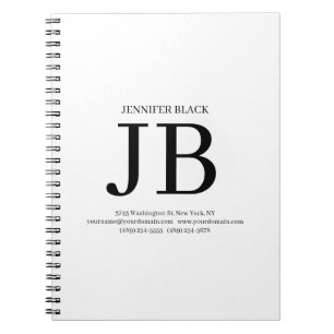 Professionelles Monogramm Schwarz Weiß Notizblock