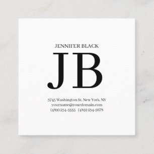 Professionelles Monogramm Schwarz Weiß Quadratische Visitenkarte